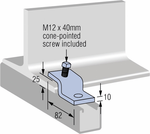 Other view of Unistrut P1379 - Clamp Beam with Cone-Pointed Screw - Zinc Plated - M12 x 40mm