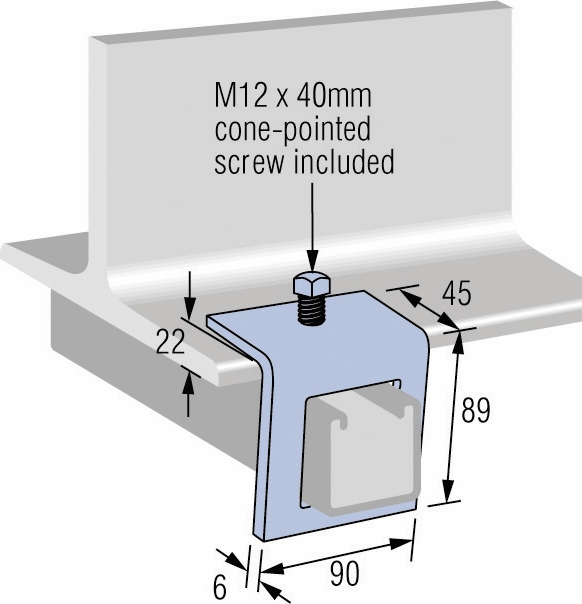 Other view of Unistrut P1796 - Clamp Beam Through Channel with Cone-Pointed Screw - Zinc Plated - M10 x 40mm