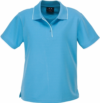 Other view of Ladies Polo T-Shirt – Polyester – Aqua Blue/White – 8 – P3225 – Elite Self-Check Biz Cool™ – Biz Collection