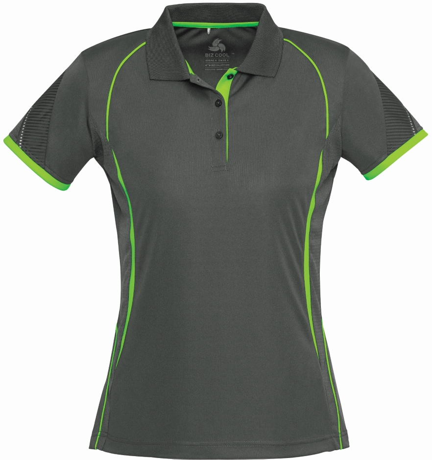 Other view of Ladies Polo T-Shirt – Polyester – Grey/Fluorescent Lime – 12 – P405LS – Razor Biz Cool™ – Biz Collection