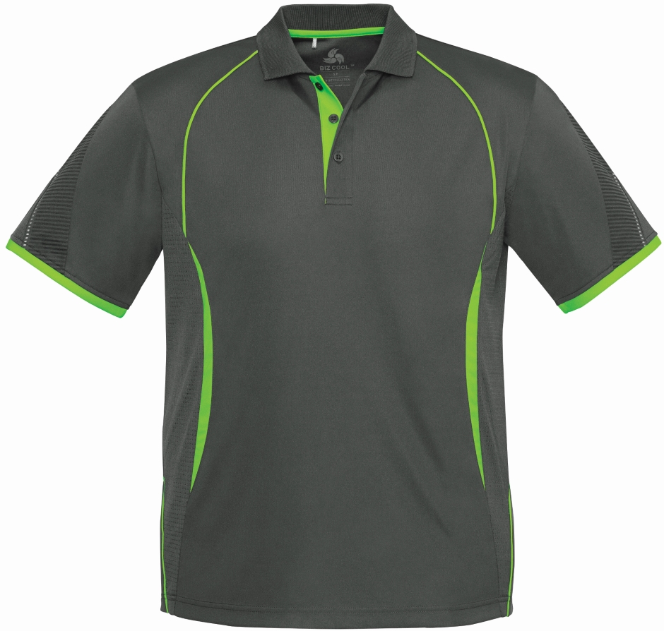 Other view of Men's Sports Polo T-Shirt – Polyester – Grey/Fluorescent Lime – 2X-Large – P405MS – Razor Biz Cool™ – Biz Collection