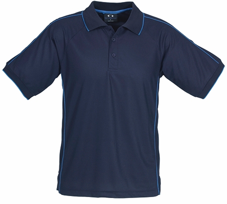 Other view of Men's Polo T-Shirt – Breathable Polyester Sports Knit – Navy/Mild Blue – Small – P9900 – Resort Biz Cool™ – Biz Collection