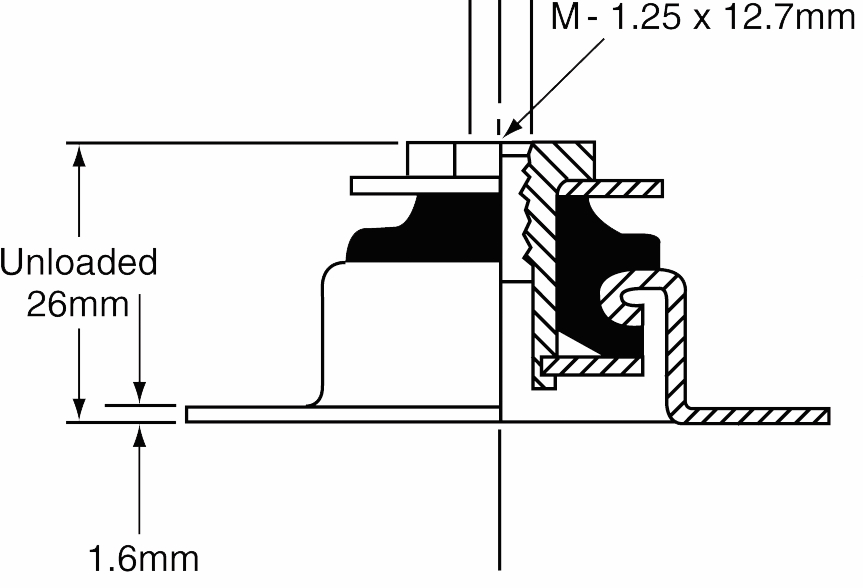 Other view of Silentbloc Mount instrument - Light Duty - Rubber - Ped Frustex - 27.3kg - 58mm - FN1660