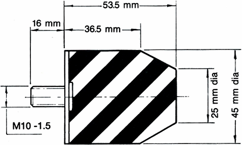 Other view of Silentbloc Mount instrument - B/Stud Type - Metric - Zinc Plated - 75kg - 45mm - AB206