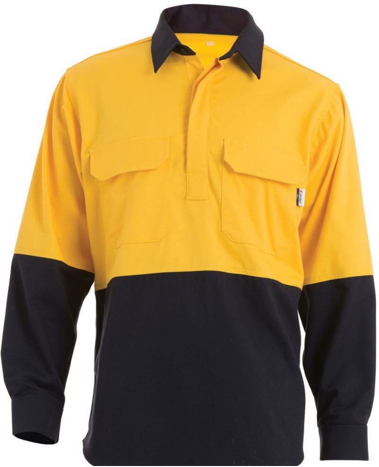 Other view of Tuffa Workwear Closed Front Shirt - Long Sleeve - Flame-Resistant - HRC 2 - Midweight Westex - Navy/Yellow - 5X-Large - SHC0002 - Tuffa